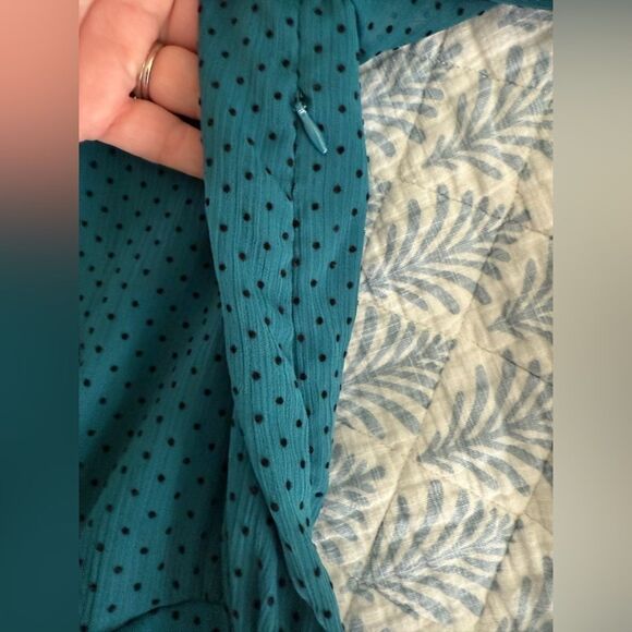 vintage I Love Ronson teal dress black polka dot ruched detail size xl - Picture 6 of 11